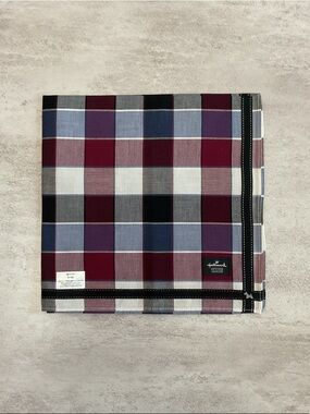 Hallmark Plaid Pocket Square in Burgundy, Navy & Gray